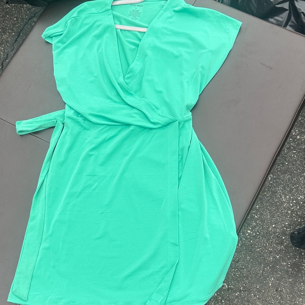 Nine West Mint Green Wrap-Style Midi Dress